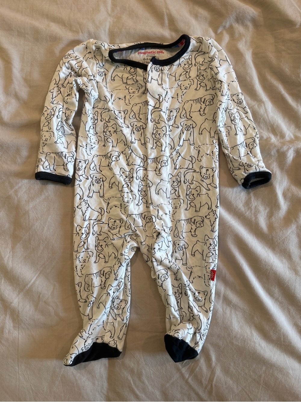 Magnetic Me White Footed One-Piece with Black Puppy Outline